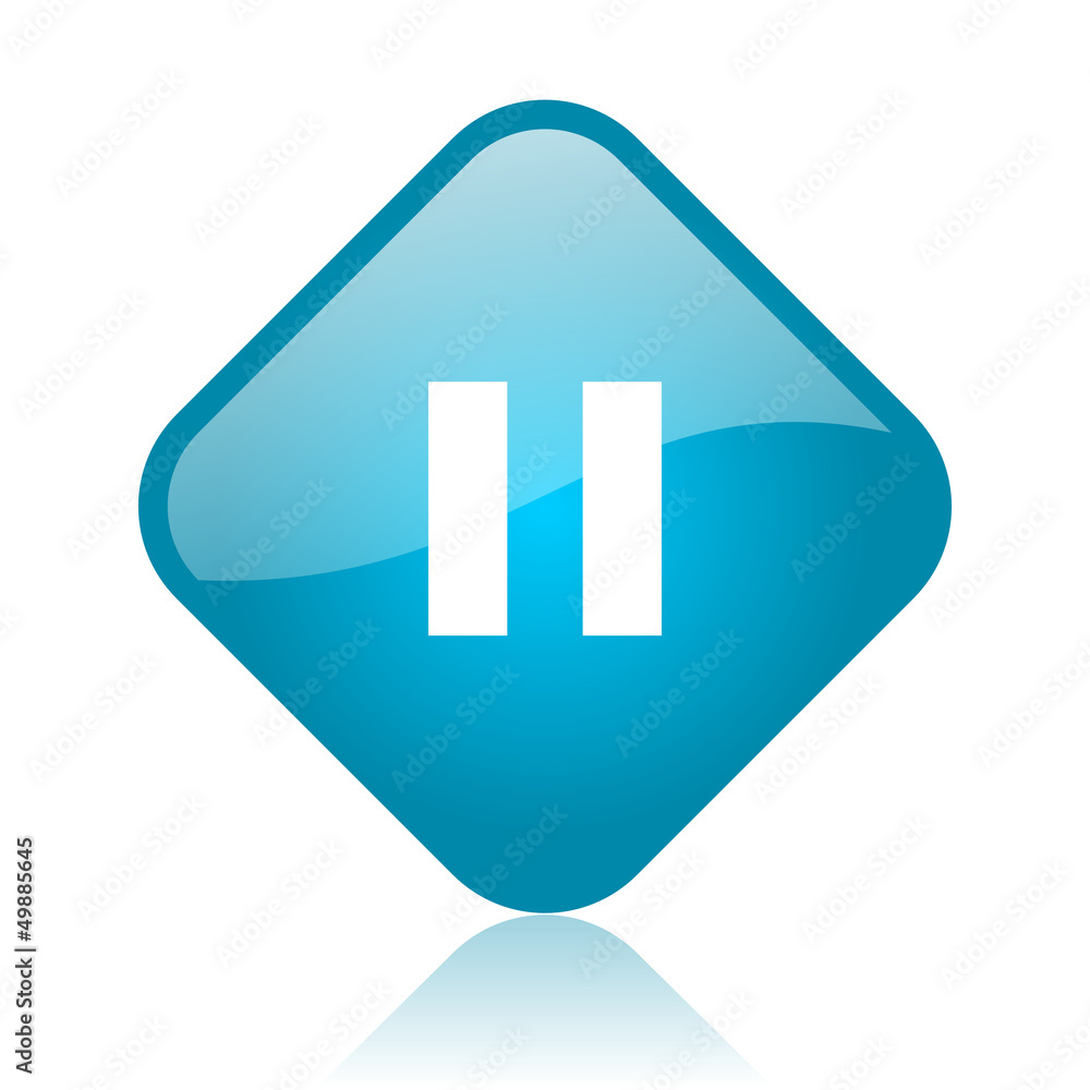 pause blue square glossy web icon