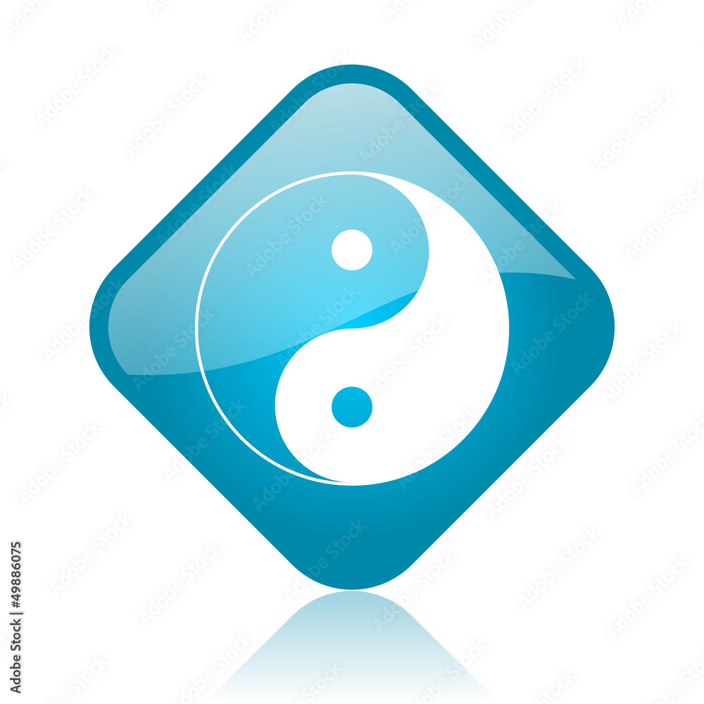ying yang blue square glossy web icon ying yang blue square glossy web icon
