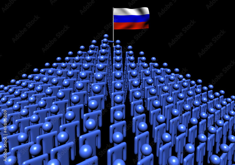 Fototapeta premium Pyramid of people with Russian Federation flag illustration