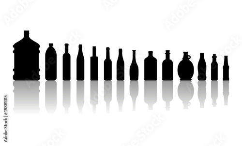 vector isolated black bottles silhouettes