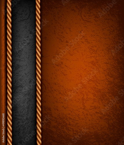 Vintage background with brown and black leather. Vector illustra
