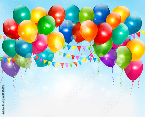 Holiday background with colorful balloons. Vector.