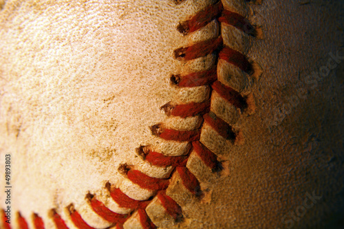 Closeup of an old, weathered baseball photo