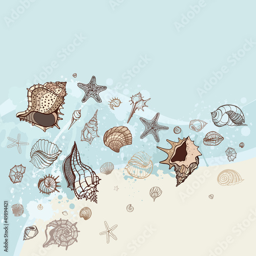 Sea background. Hand drawn vector illustration