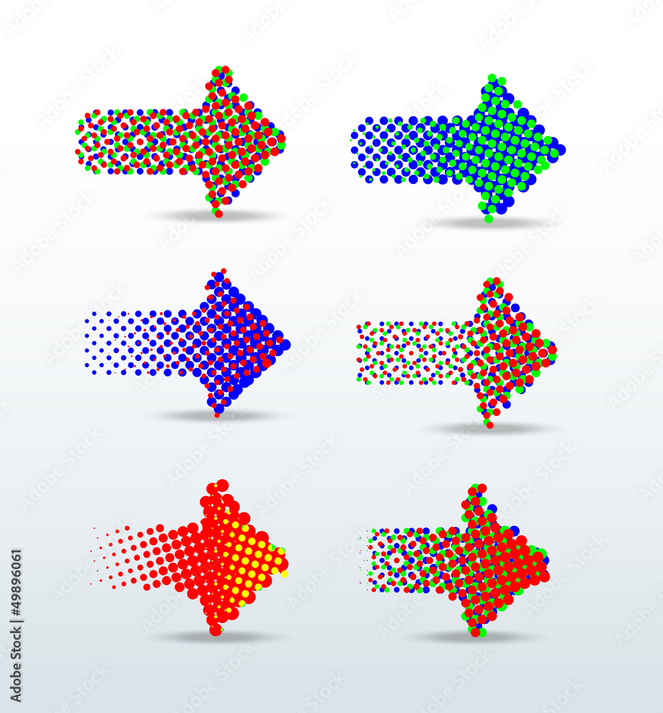 rgb dotted arrows vector illustration