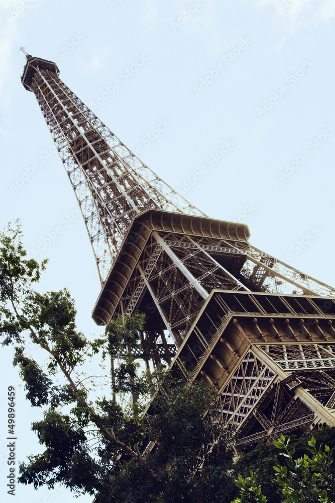 Low angle view of a tower,Eiffel Tower,Paris,France Low angle view of a tower,Eiffel Tower,Paris,France