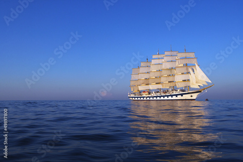 Clipper ship in the sea, Tyrrhenian Sea, Lipari Islands