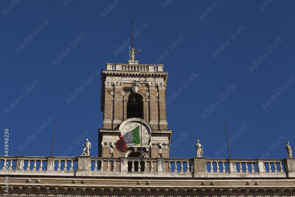 Fototapeta premium Low angle view of a clock tower, Rome, Lazio, Italy