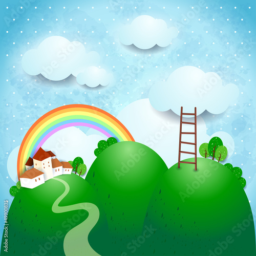 Fantasy landscape with country