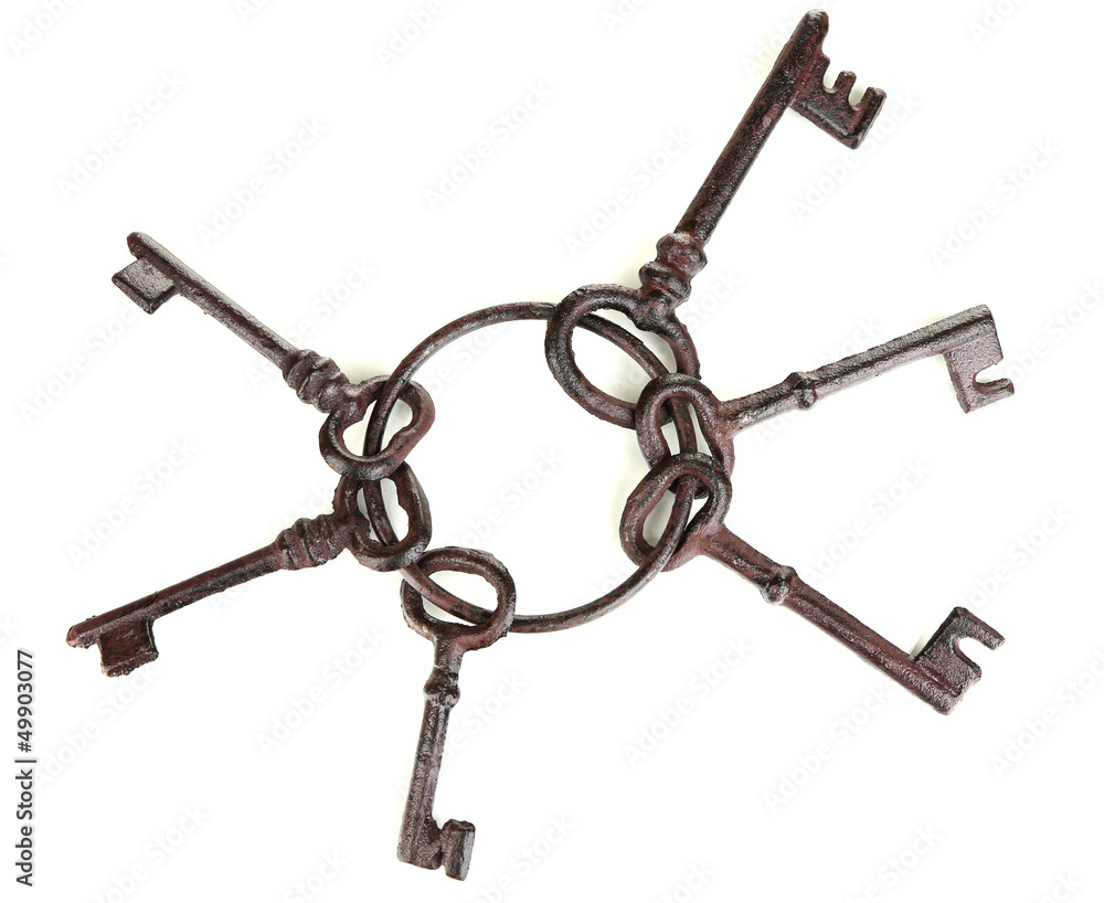 Bunch of old keys isolated on white Bunch of old keys isolated on white
