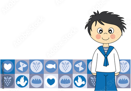 First Communion Invitation Card.Boy
