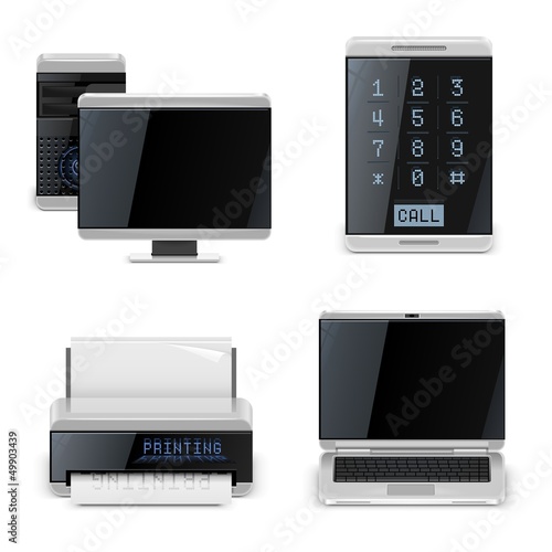 pc printer phone vector icons xxl