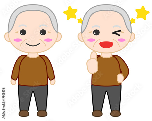 おじいちゃんイラスト　笑顔