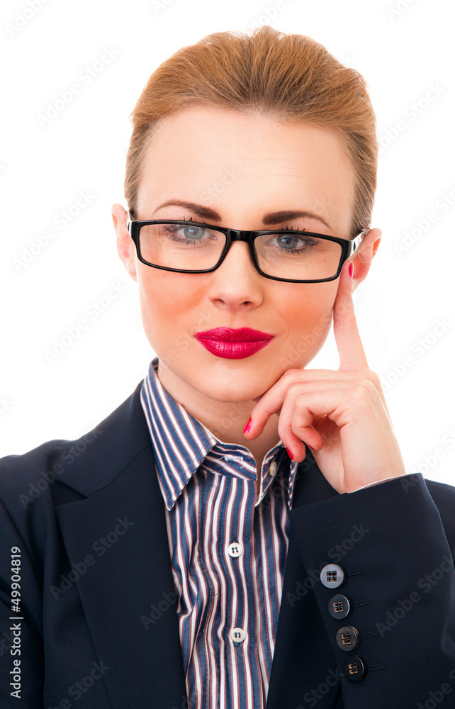Close-up portrait of young business woman with eyeglasses Close-up portrait of young business woman with eyeglasses