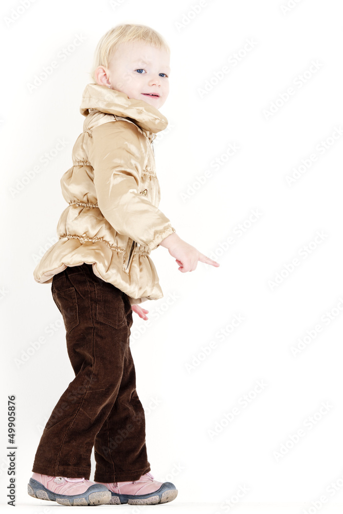 standing little girl wearing jacket standing little girl wearing jacket