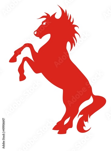 Red horse icon. Horse rising on racks