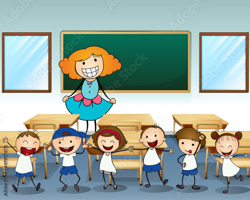 A teacher and her students