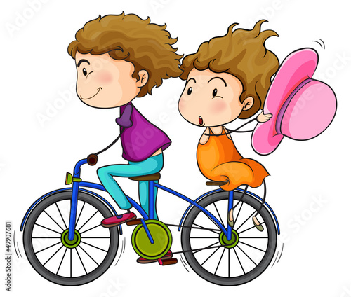 Lovers riding a bike