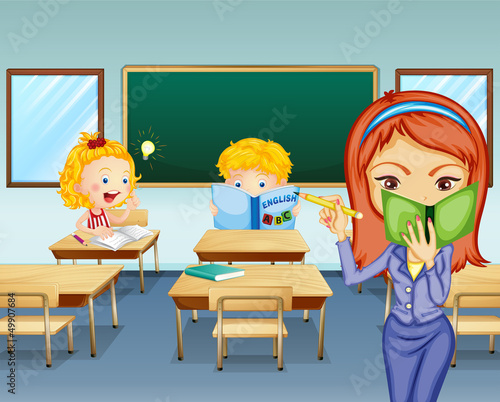 Students studying inside the classroom