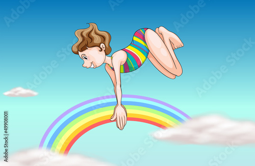 A girl diving up the sky