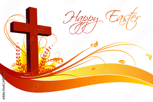 Frohe Ostern Floral mit einem Kreuz