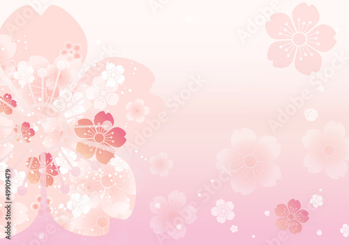 桜の形の桜吹雪 コピースペースあり