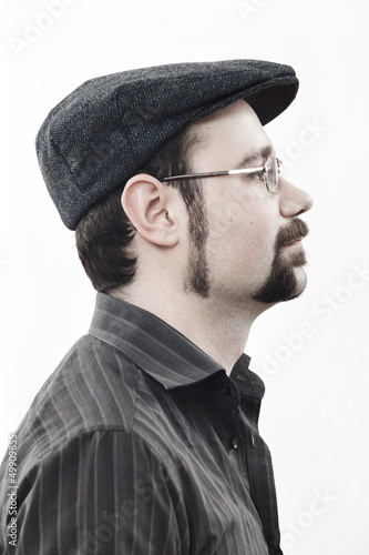 Good Looking Young Man profile Portrait on white photo