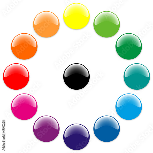 Glossy balls with different colors in a circle photo