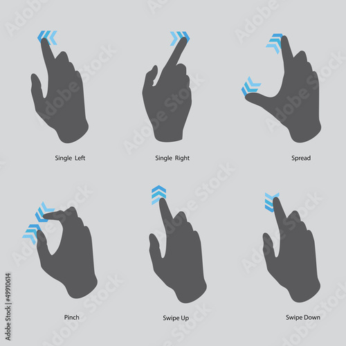 touch screen gesture, interface (vector hand icons) set