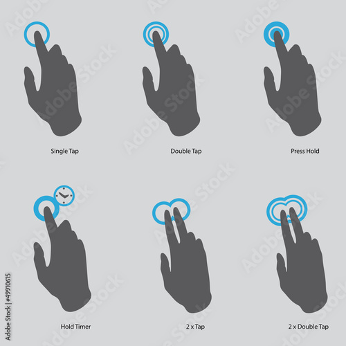 touch screen gesture, interface (vector hand icons) set
