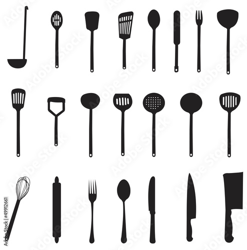 Sets of silhouette kitchen tools