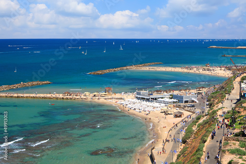 Fototapeta Naklejka Na Ścianę i Meble -  Top view of Tel-Aviv beach