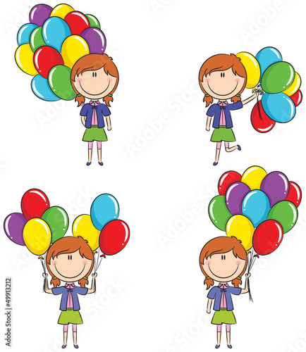 Cute girls with color balloons