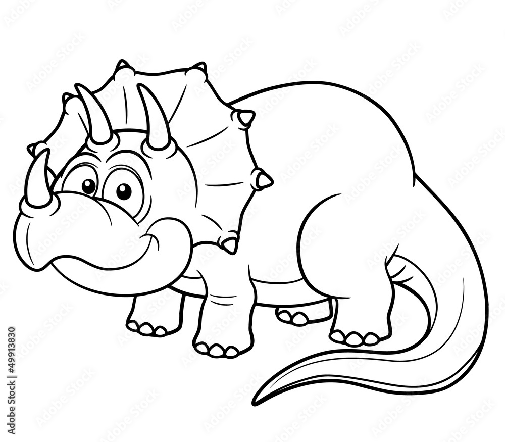 illustration of Cartoon dinosaur - Coloring book Stock Vector | Adobe Stock