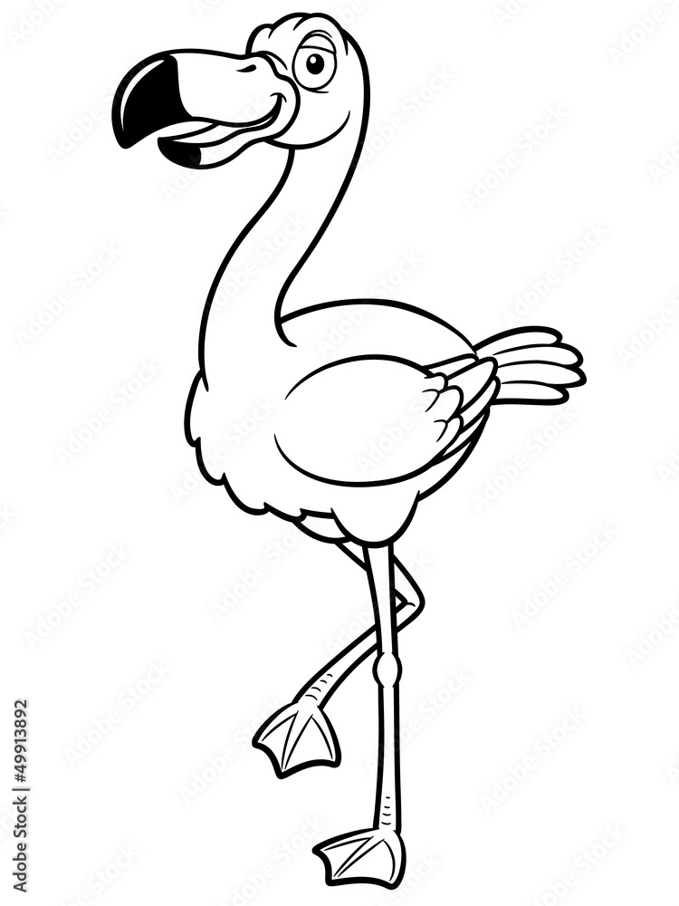 illustration of cartoon flamingo - Coloring book Stock Vector | Adobe Stock