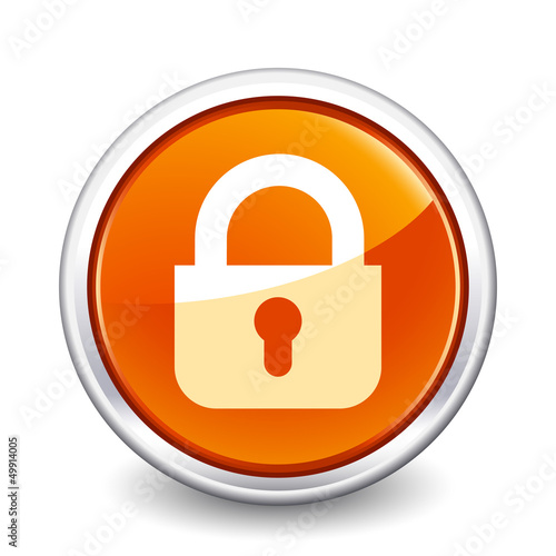 button orange close padlock