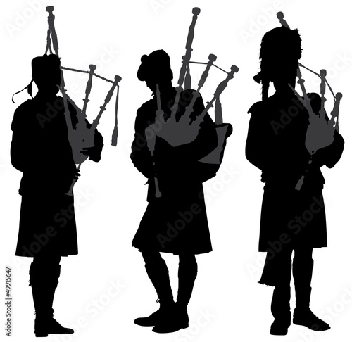 Leinwand Poster Bagpiper Silhouette