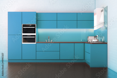 Wallpaper Mural Electric Blue Hi-Tech Luxury Kitchen Cabinet Torontodigital.ca
