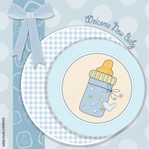 baby shower card with bottle milk
