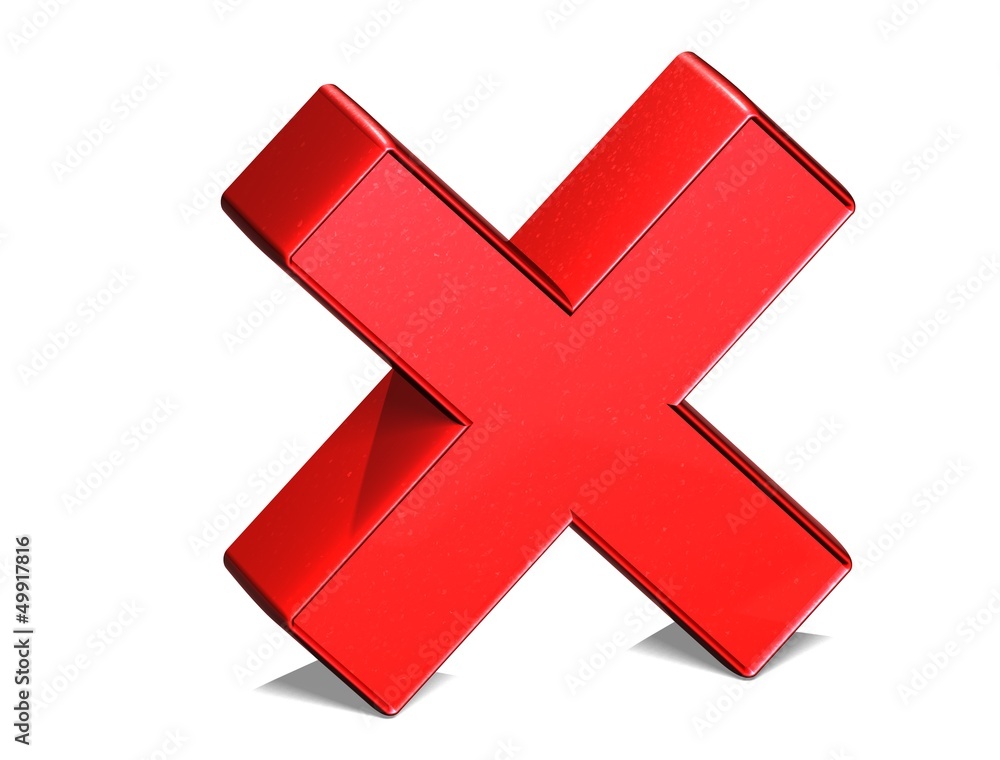 Fototapeta premium 3D Letter X Red Sign on white background