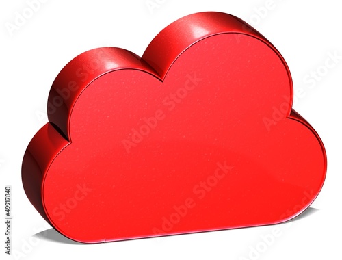 3D Cloud Red Sign on white background photo