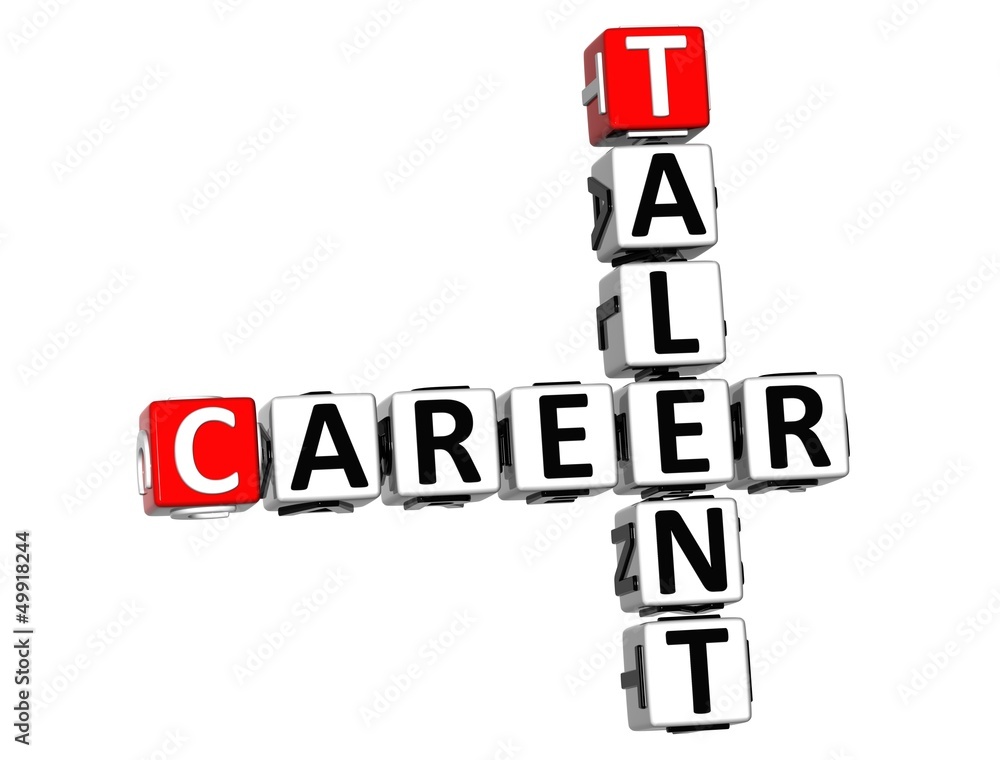 3D Talent Career Crossword on white background 3D Talent Career Crossword on white background