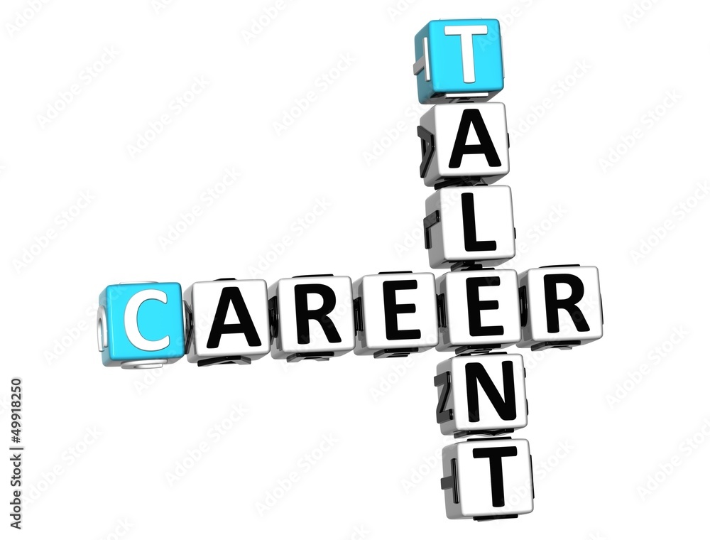 3D Talent Career Crossword on white background 3D Talent Career Crossword on white background