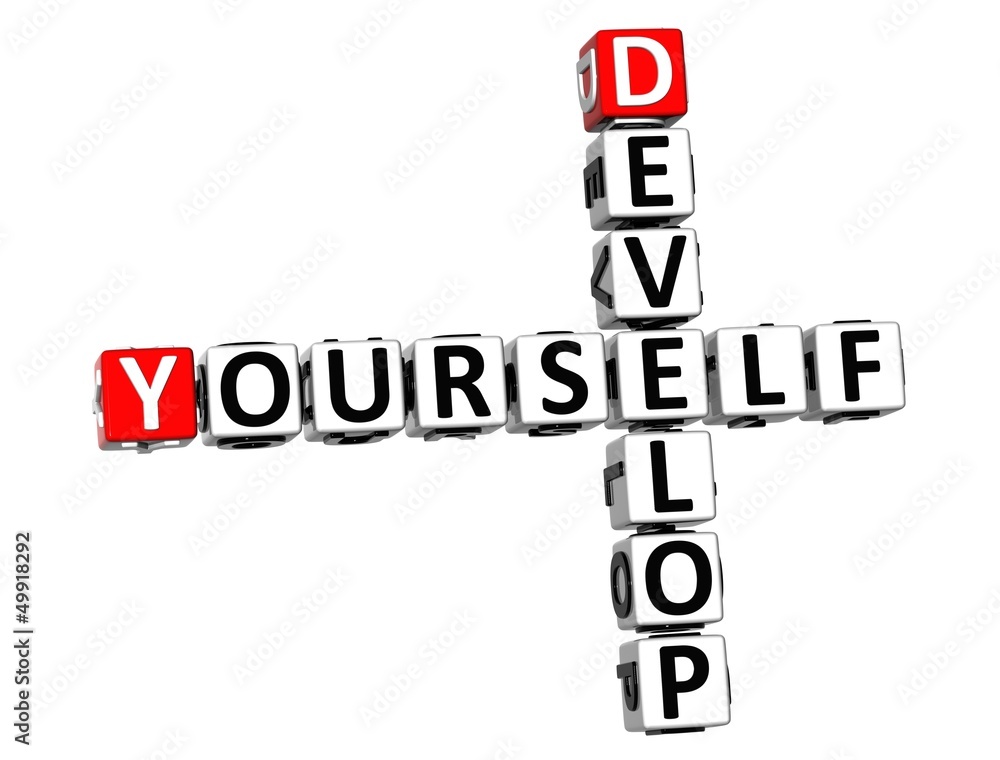 3D Develop Yourself Crossword on white background 3D Develop Yourself Crossword on white background
