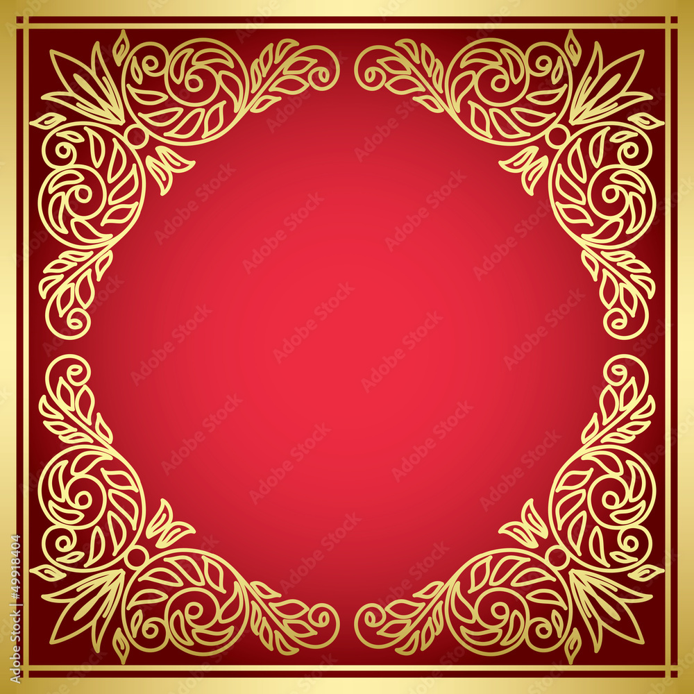 decorative red card with golden frame - vector decorative red card with golden frame - vector