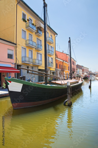 Panoramic view of Comacchio. Emilia-Romagna. Italy.