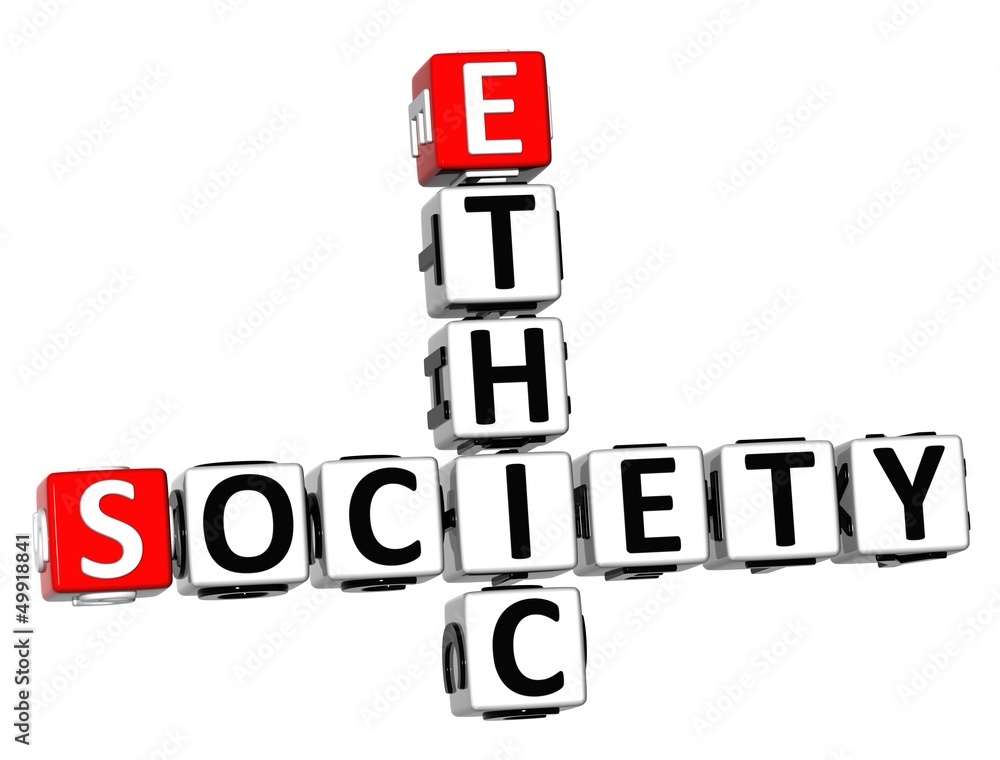 3D Ethic Society Crossword on white background 3D Ethic Society Crossword on white background