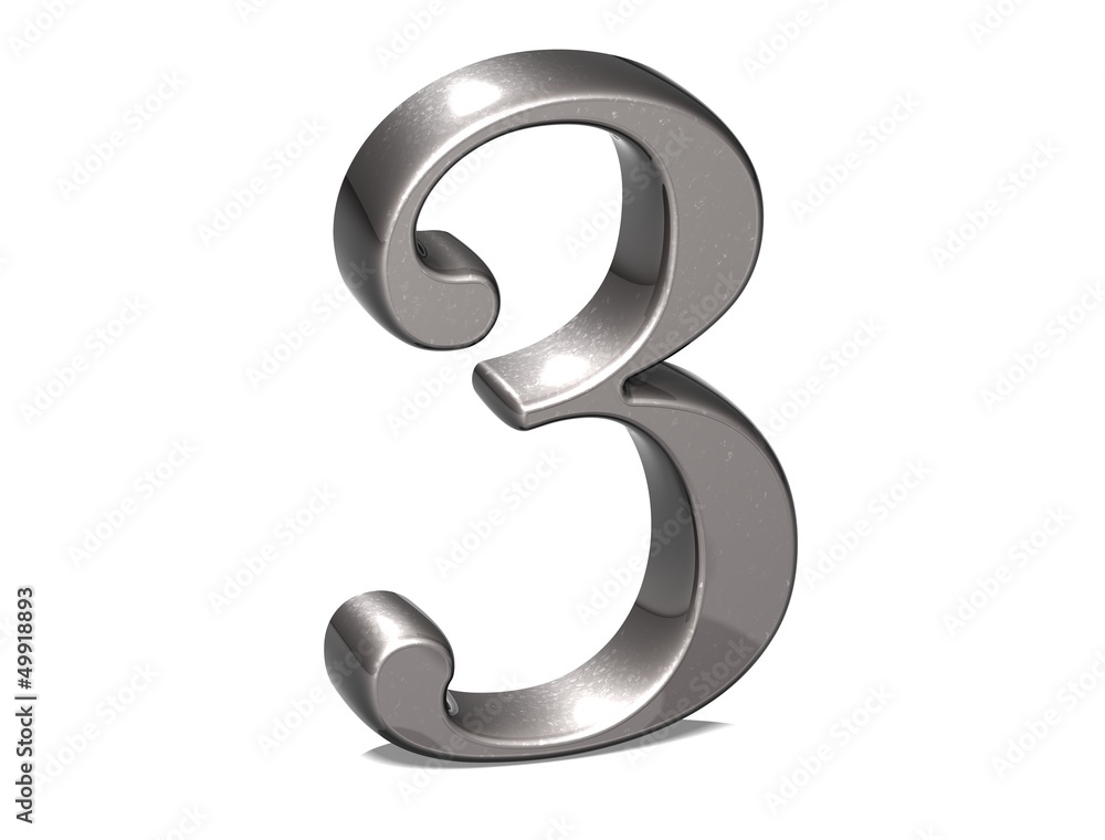 3D Set Silver Number on white background 3D Set Silver Number on white background