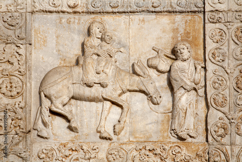 Verona - Relief of Flight to Egypt on San Zeno church