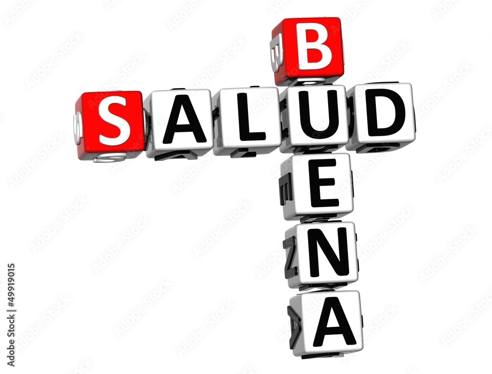 3D Good Health (Buena Salud) Crossword on white background 3D Good Health (Buena Salud) Crossword on white background